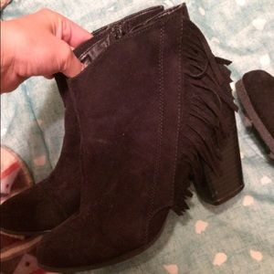 Black fringe booties size 7.5.